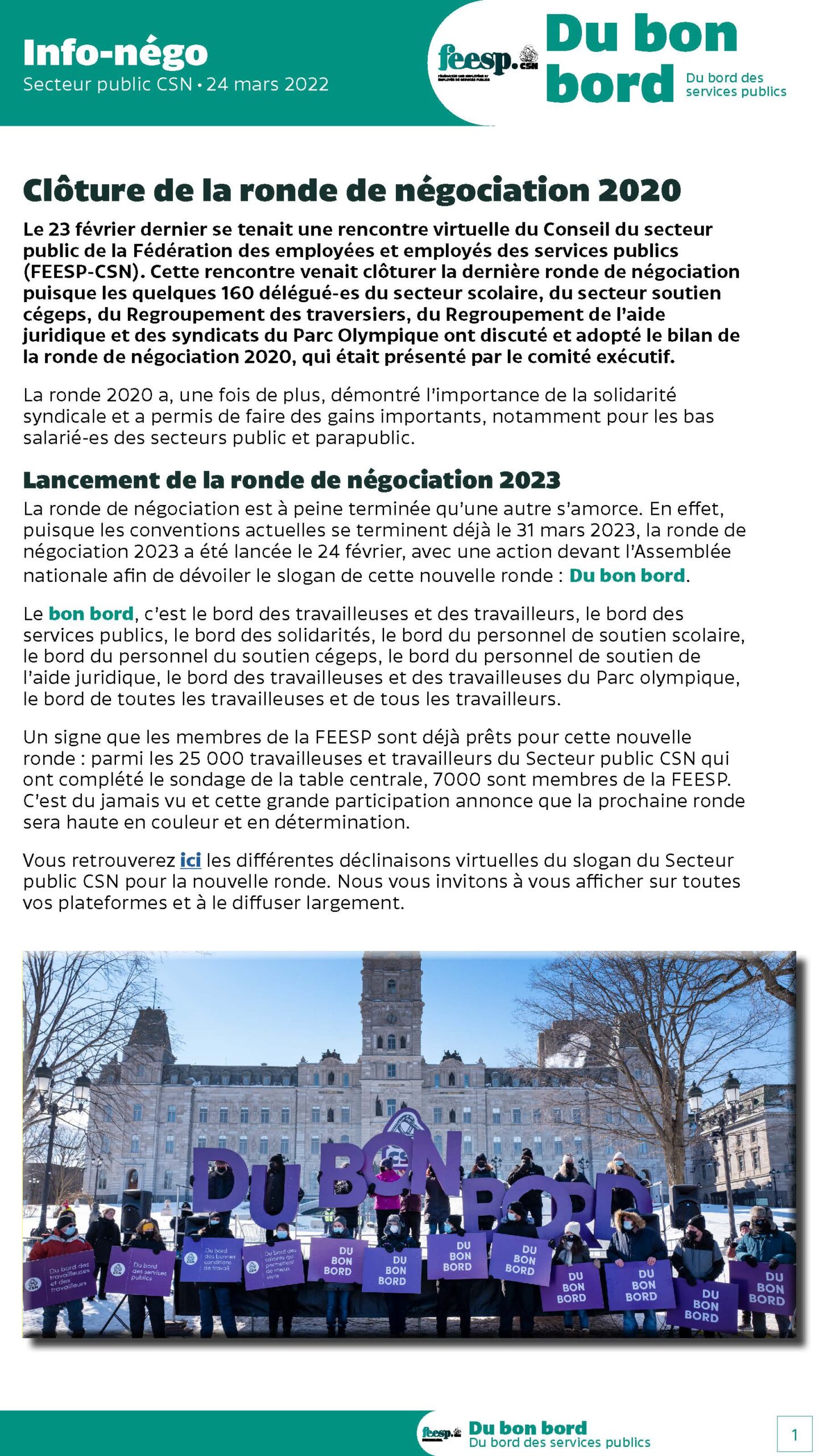 Info-négo Secteur public FEESP mars 2022 français