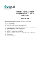Ordre du jour Conseil fédéral spécial 2022