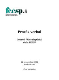 Procès-verbal pour adoption – Conseil fédéral spécial 2022 – Mode virtuel