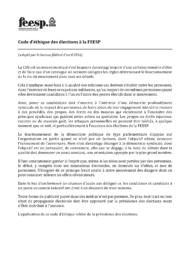 Code d’éthique des élections FEESP